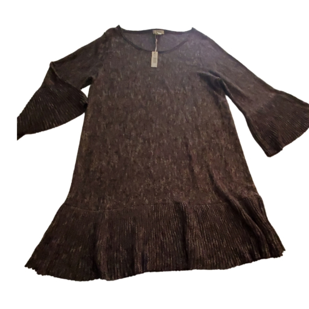 Max Studio Heathered Dark Grey Bell Sleeve Sweater Dress XL NWT